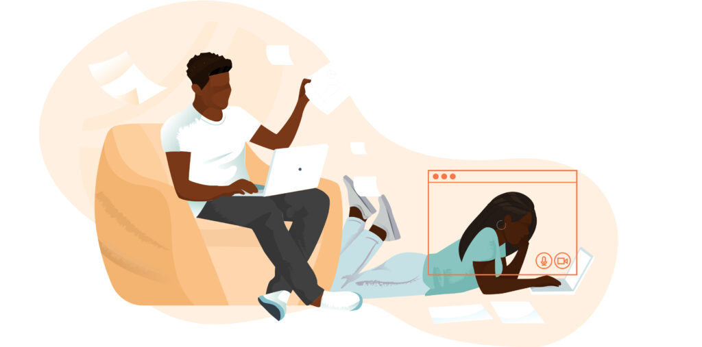 illustration of two people working