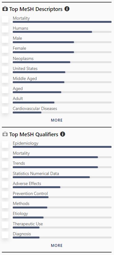 Search result filters for query 