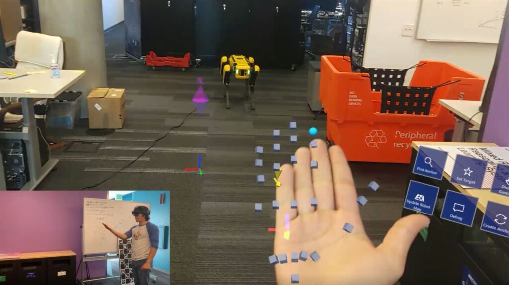 virtual reality image of an outstretched hand in front of the user