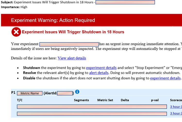 Screenshot of an example alert