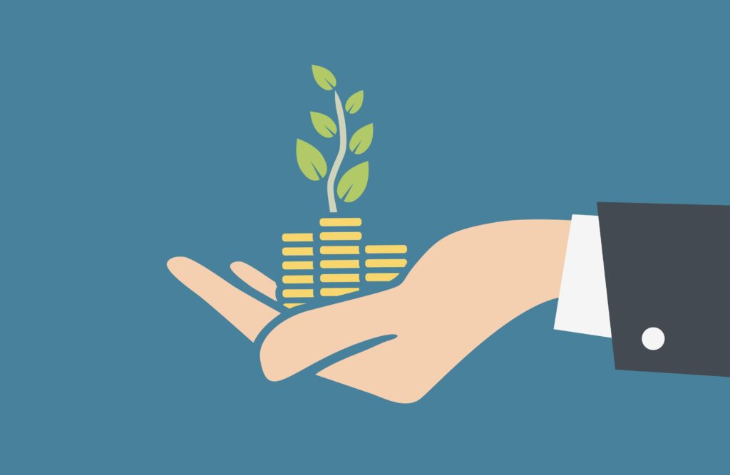 illustration of a hand holding a plant