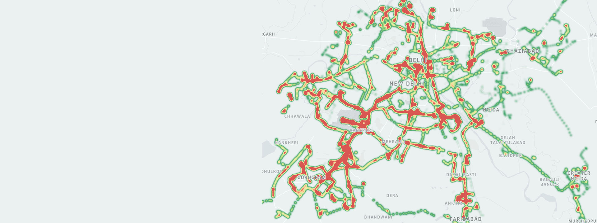 heatmap of air pollution around Delhi