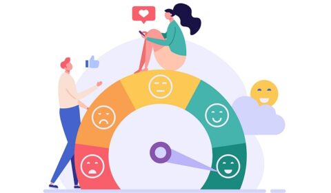 customers rating an experience with dial pointing to the most positive