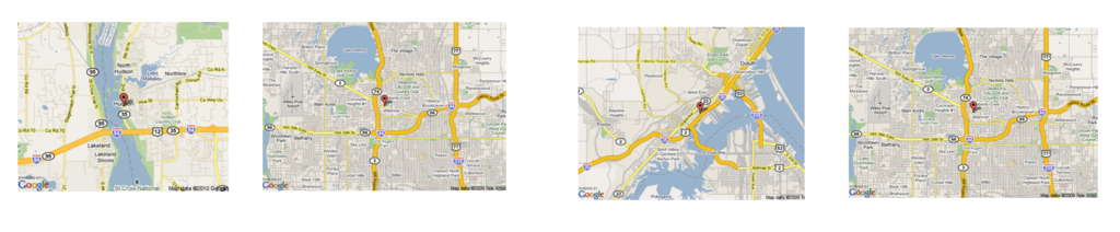 Four maps of different cities
