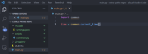 A VS Code editor with an open Python file. The line of code that says