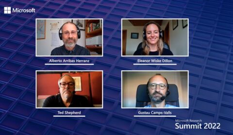 Alberto Arribas Herranz, Eleanor Wiske Dillon, Ted Shepherd, and Gustau Camps-Valls at the 2022 Microsoft Research Summit