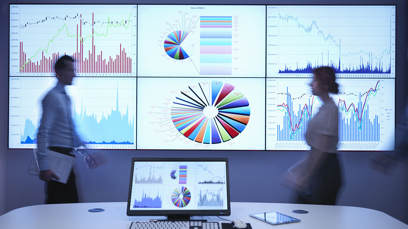 a multi-slide presentation with charts and graphs