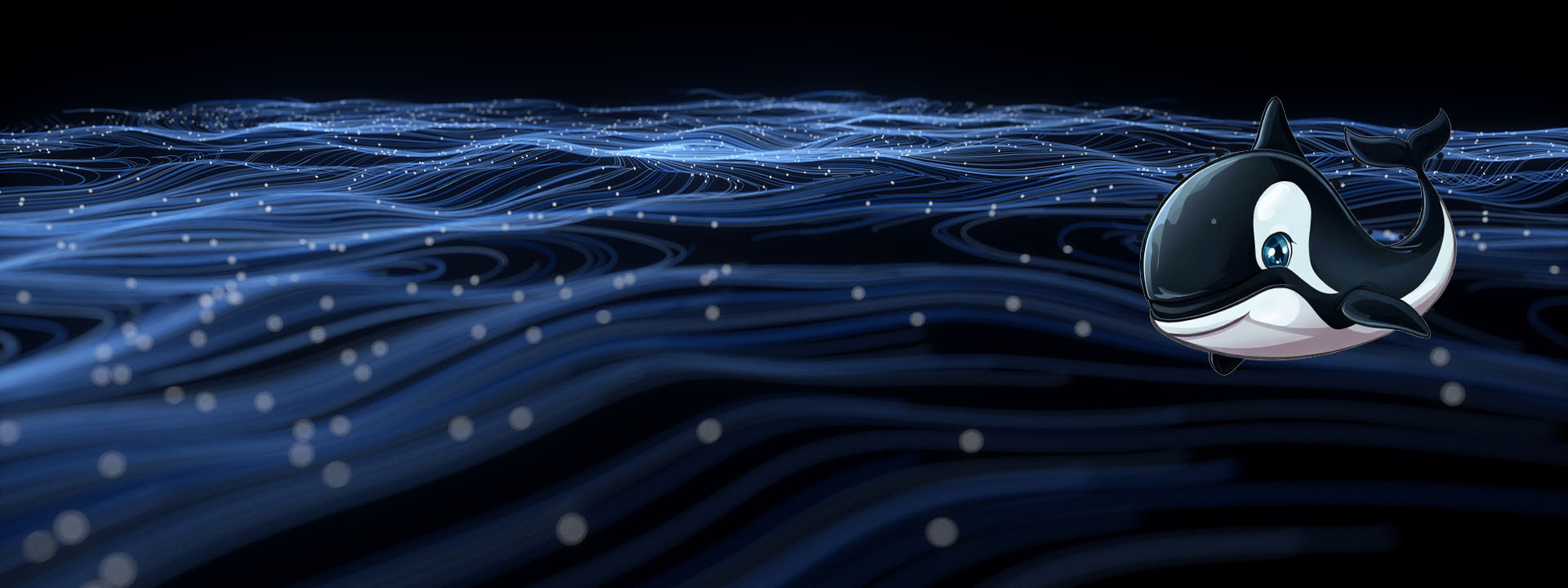 ORCA project header : AI-generated whale graphic over an abstract background of data waves