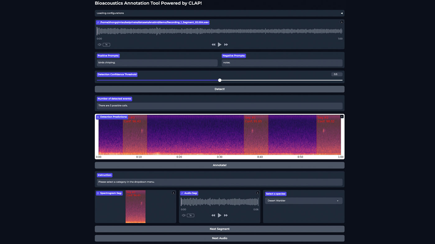 acoustics annotation tool for wildlife