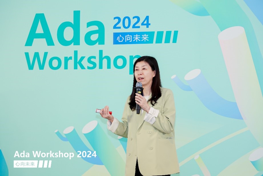 a woman giving a talk