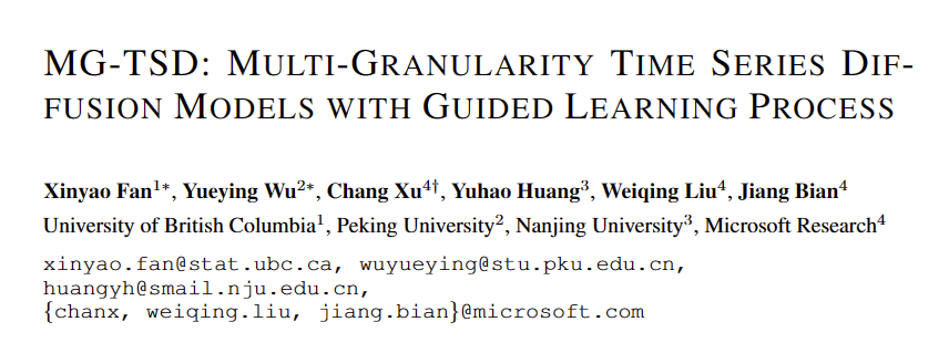MG-TSD: Multi-Granularity Time Series Diffusion Models with Guided Learning Process
