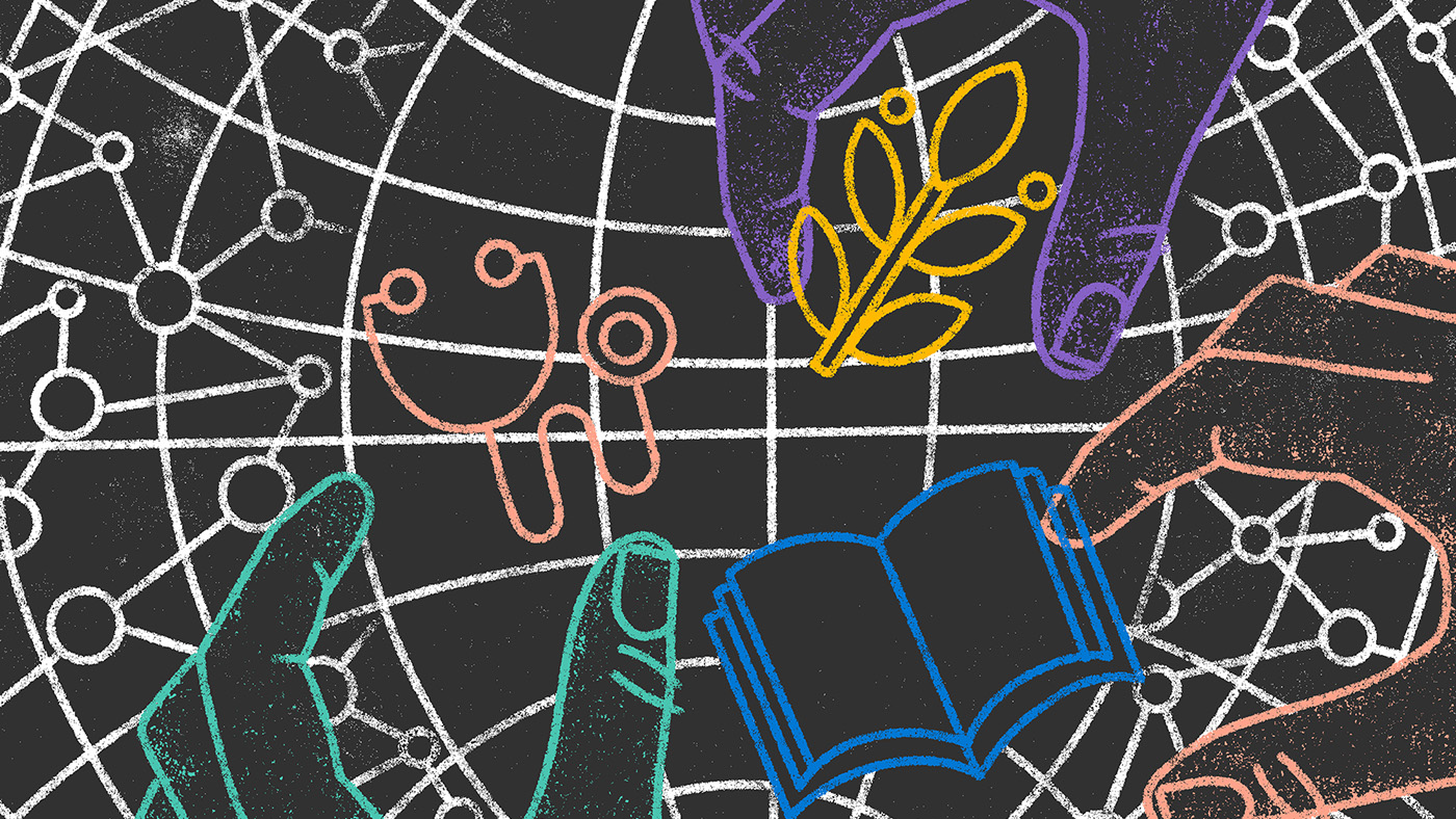 Research Forum | Episode 3 - abstract chalkboard background with colorful hands