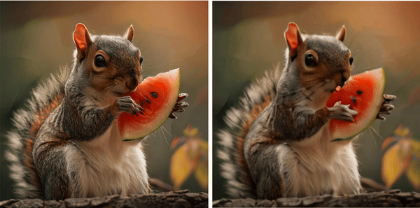 MicroCinema animation: a squirrel eating watermelon