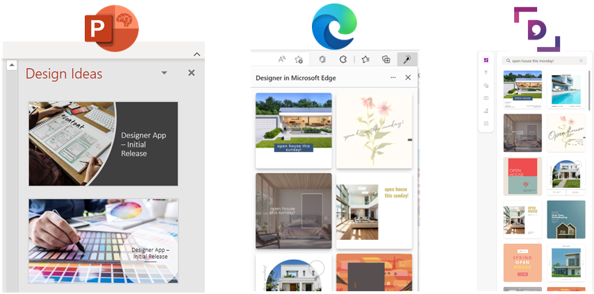 图1:Provence 模型分别应用于 PowerPoint Design Ideas,Microsoft Designer 及其生态系统中