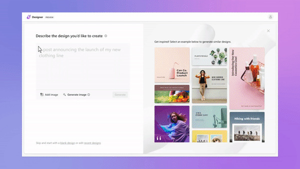Microsoft Designer interface