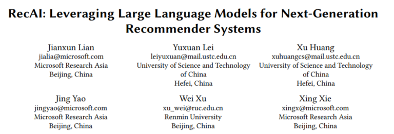 RecAI: Leveraging Large Language Models for Next-generation Recommender Systems