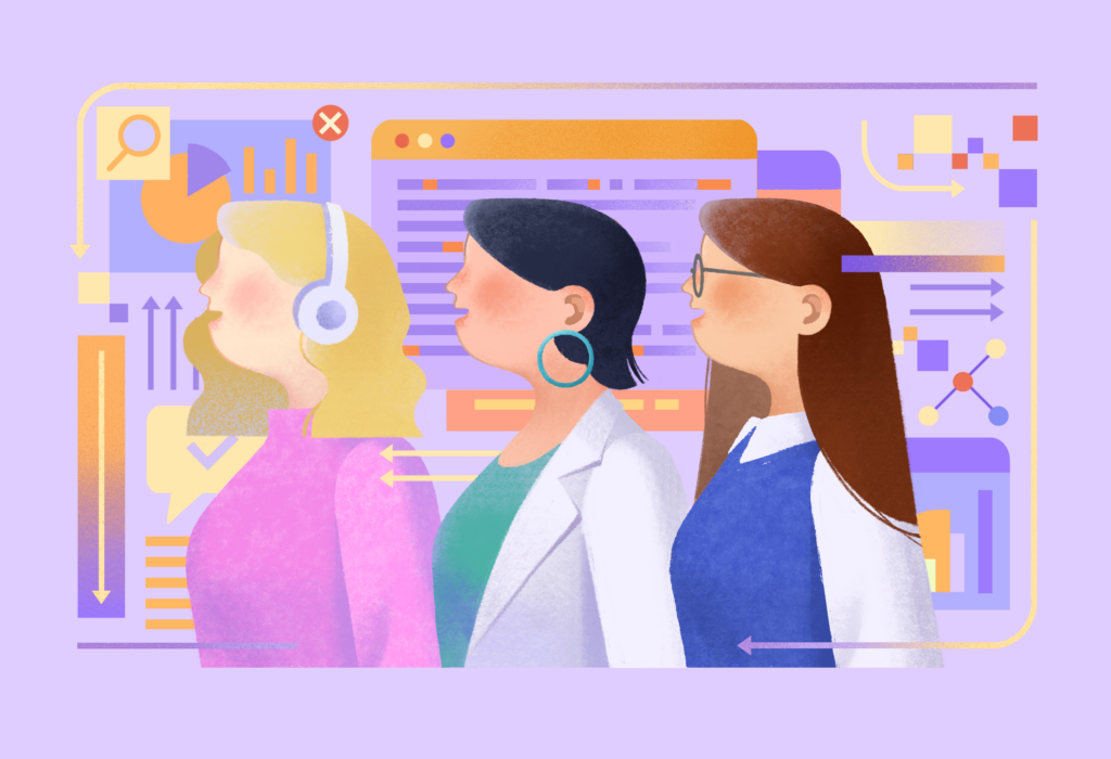 Women's Day 2024 | illustration of profiles of three women