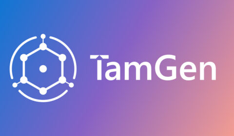 TamGen logo on a gradient background.