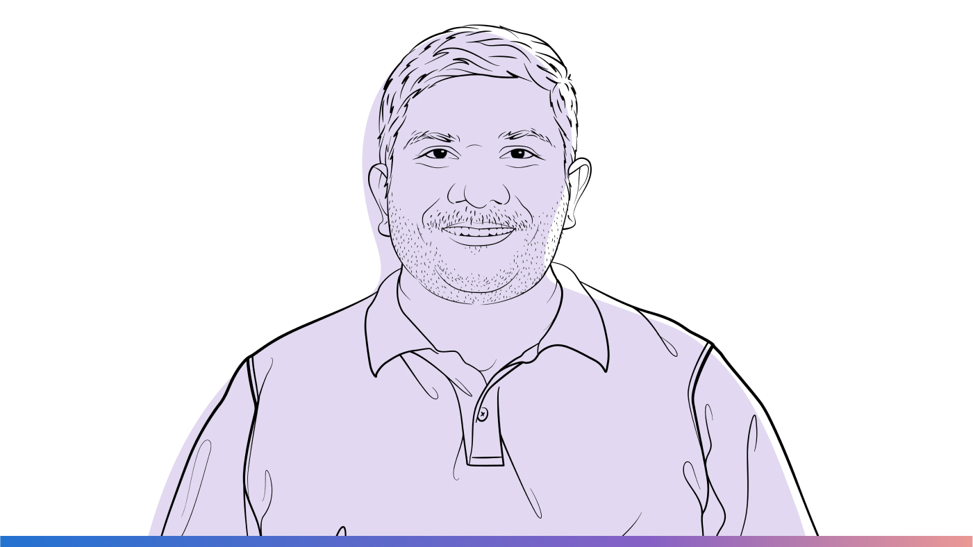 Outline illustration of Akshay Nambi | Ideas podcast