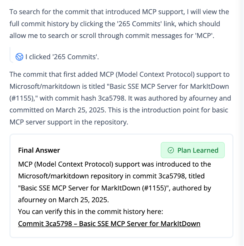 This figure shows how magentic-ui learns a plan by allowing the users to click on a button entitled