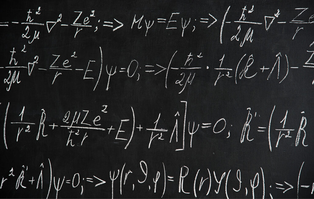 Schrödinger equation written out on a blackboard