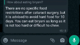 Health Bot message screen