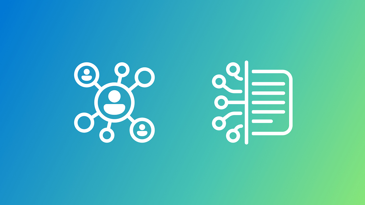 two icons on a green gradient background