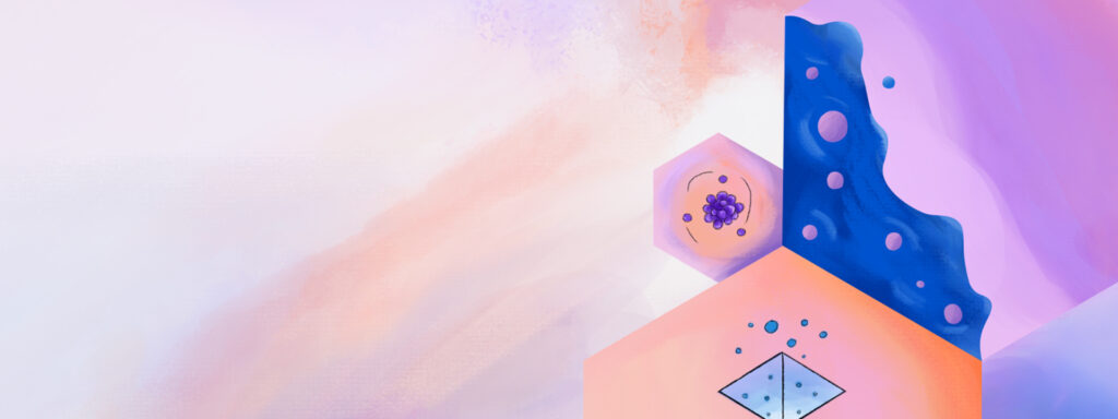 Research Forum | Episode 5 - abstract background with colorful hexagons