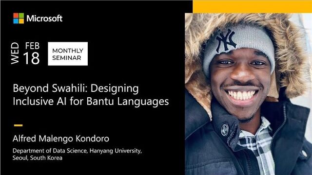 Alfred Malengo Kondoro giving a talk at Microsoft Research Africa