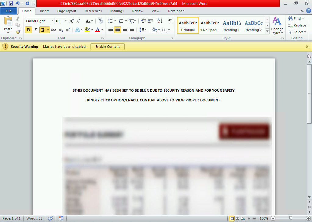 tax-related phishing document with malicious macro code