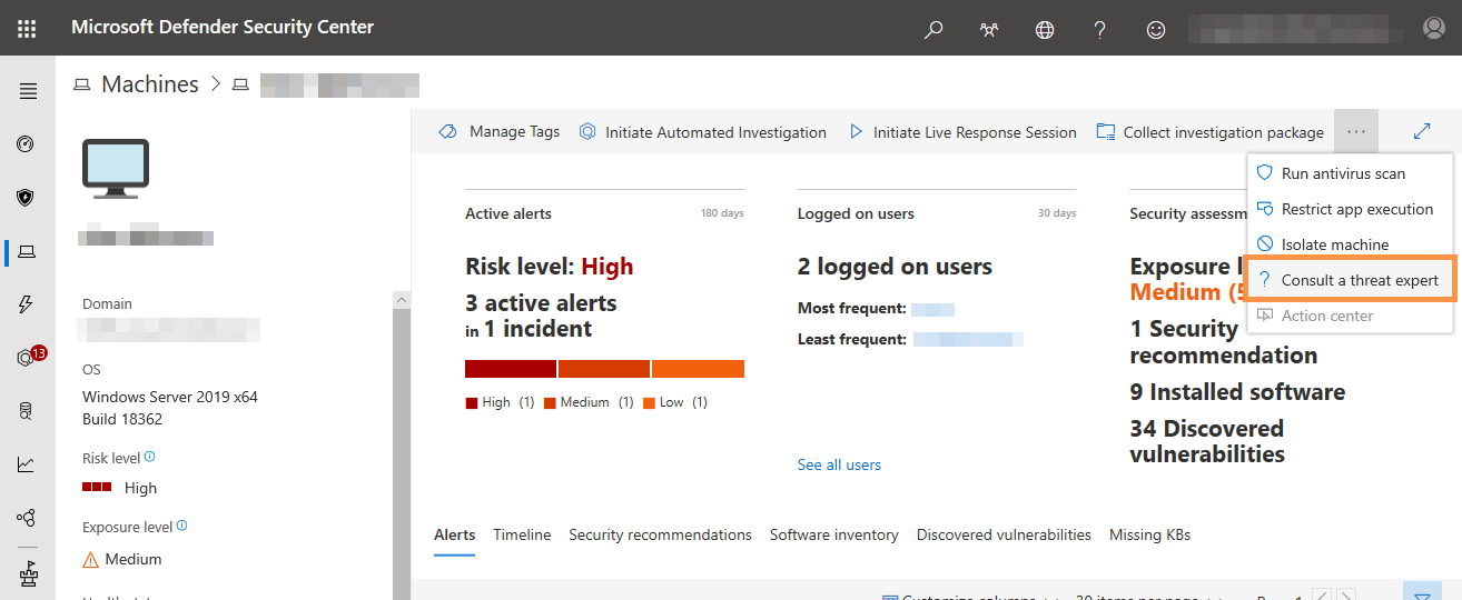 Screenshot of how to consult a threat expert