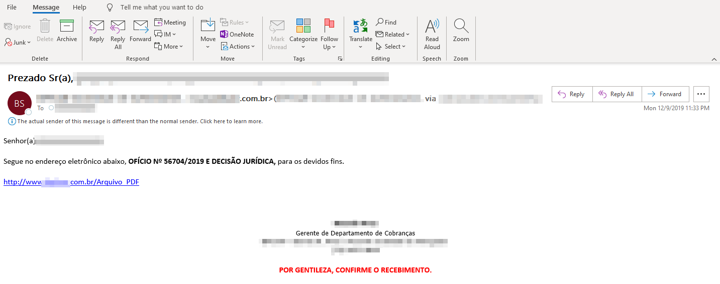 Email used in Astaroth campaign