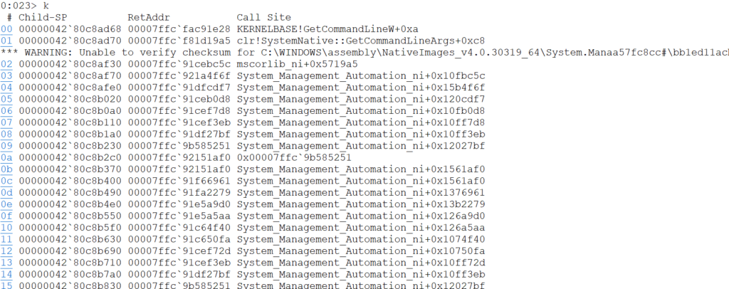 Call stack analysis for crash