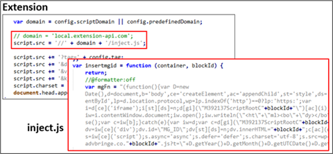 Screenshot of additional downloaded script