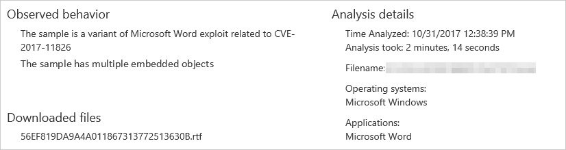 Figure 7. Office 365 ATP detection