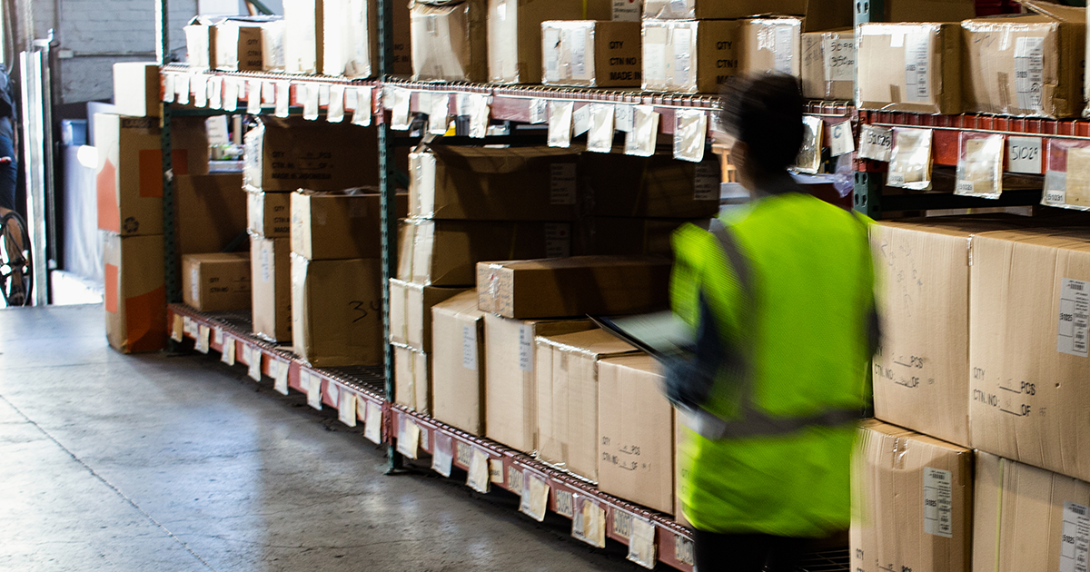A worker in a warehouse.