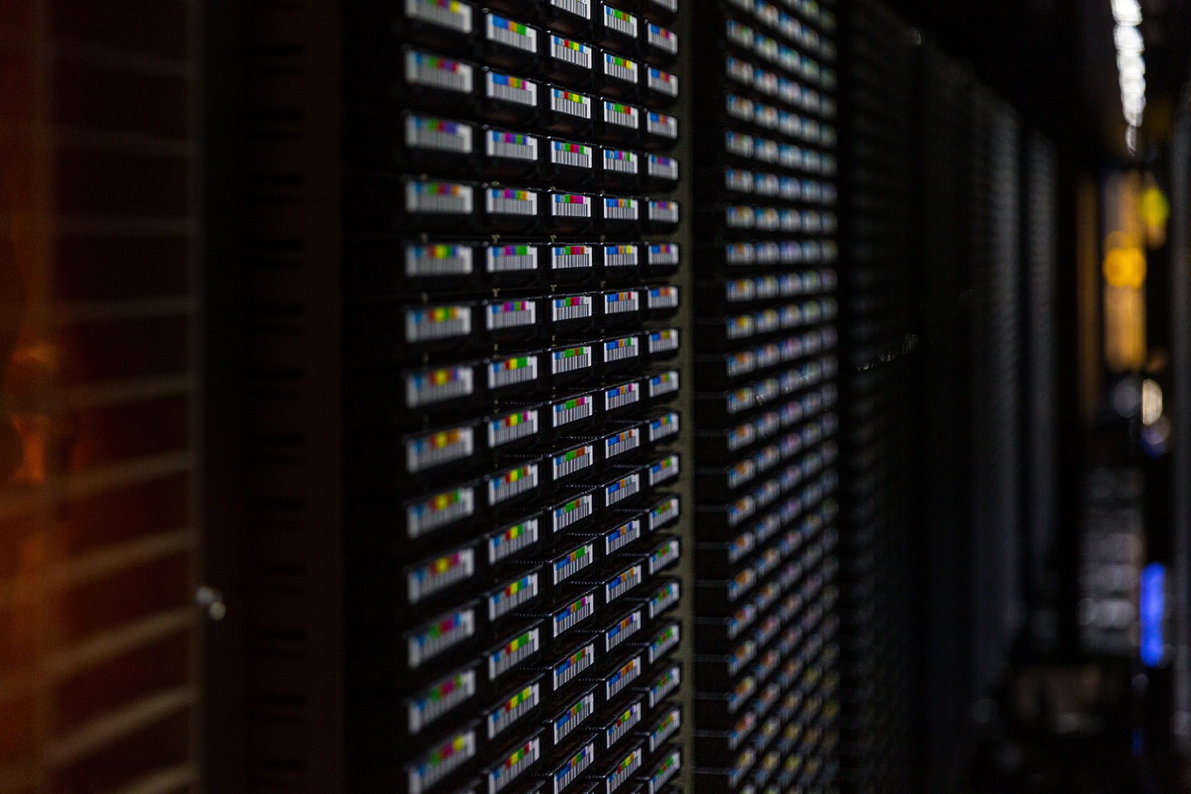 Microsoft datacenter tape drive storage aisle side view