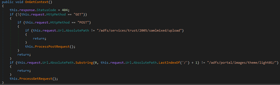 Screenshot of code showing the listener handling the request using either an HTTP GET or HTTP POST callback/handler method