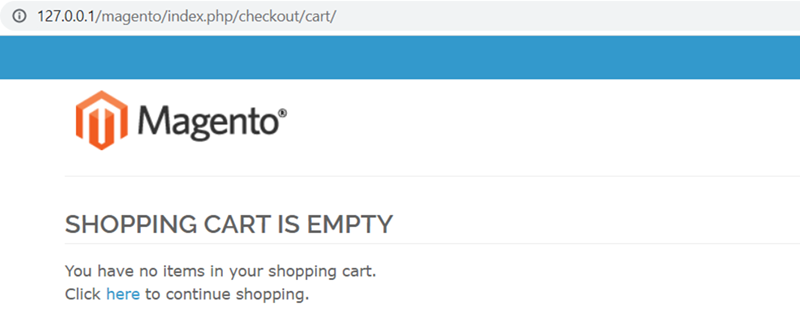 Magento shopping cart web page.