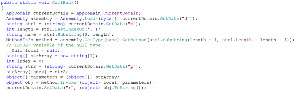 Command to invoke code reflectively