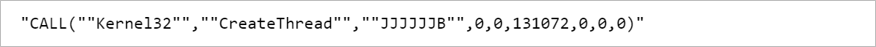 A screenshot of a code snippet where the malware calls the CreateThread function to execute the shellcode.