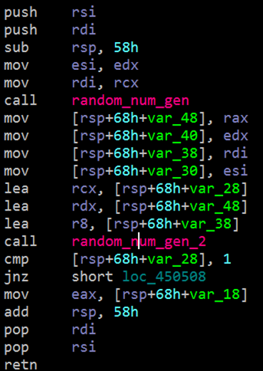Partial screenshot of a Hive variant's encryption technique in assembly code.