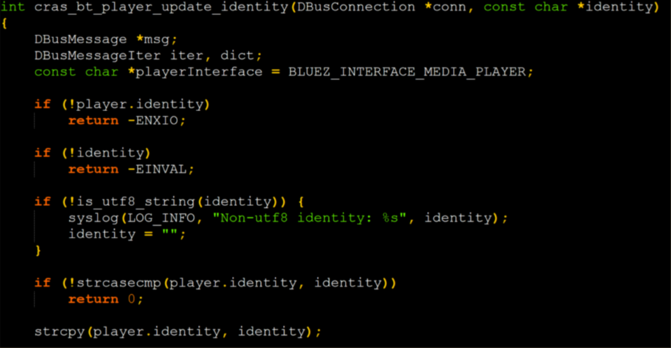 Code depicting the vulnerable function with the strcpy invocation in it