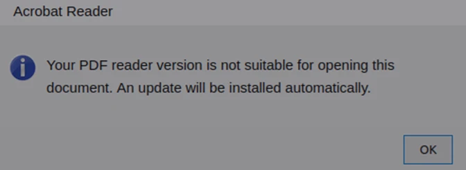 Screenshot of fake error message