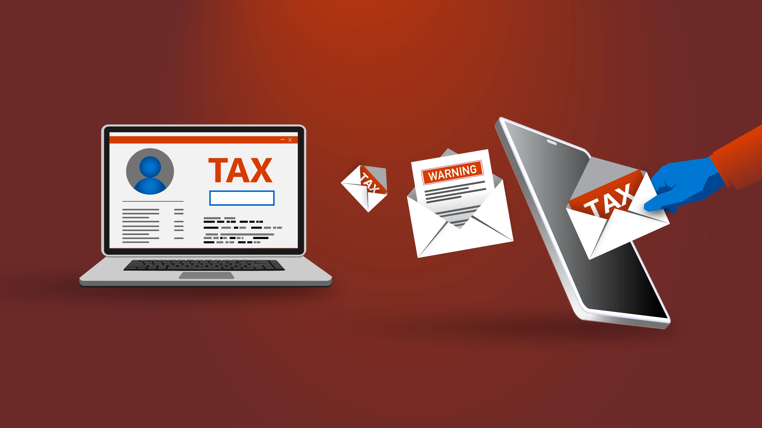 An illustration showing how hackers operate during tax season.