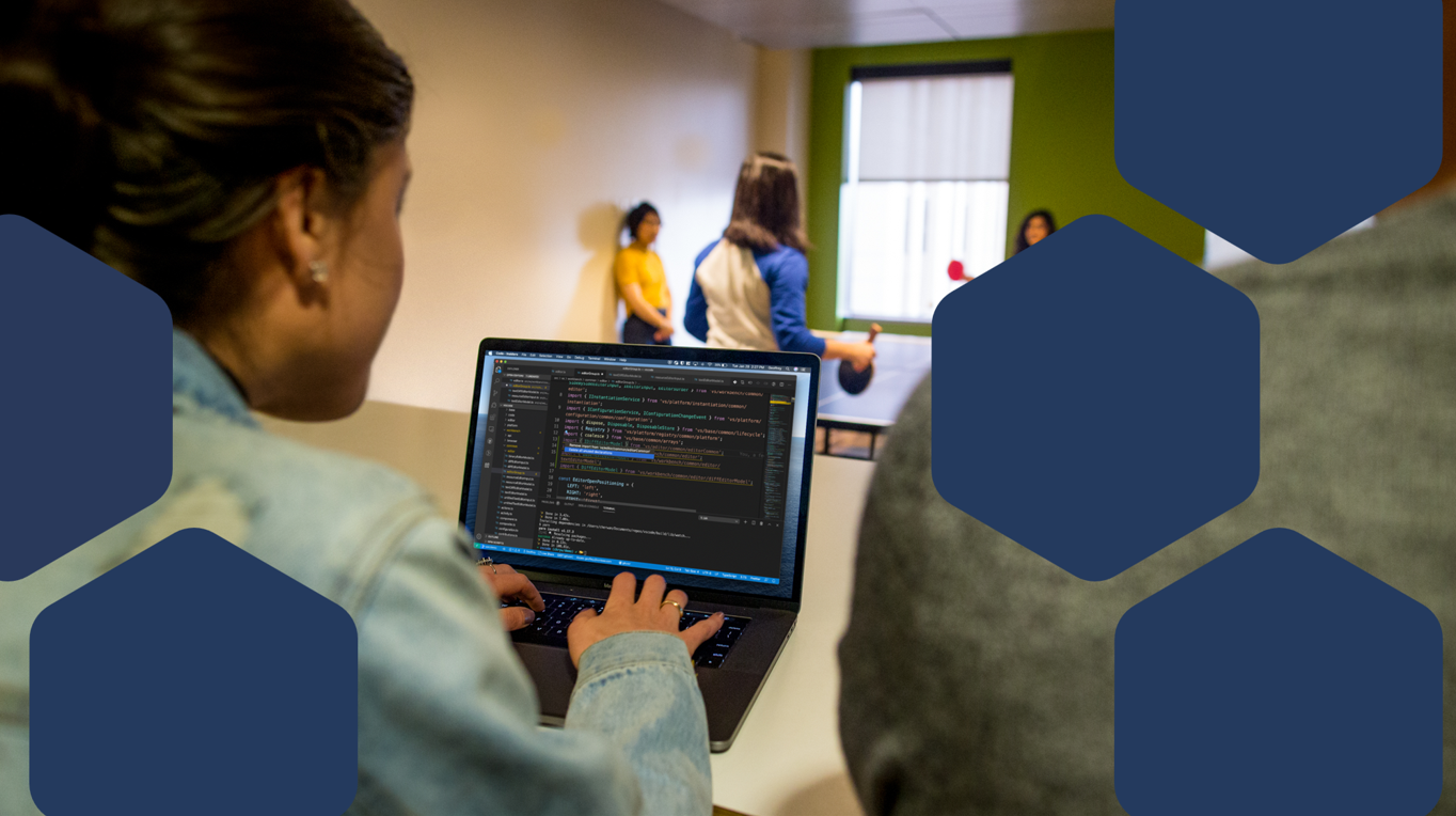 A woman using a laptop